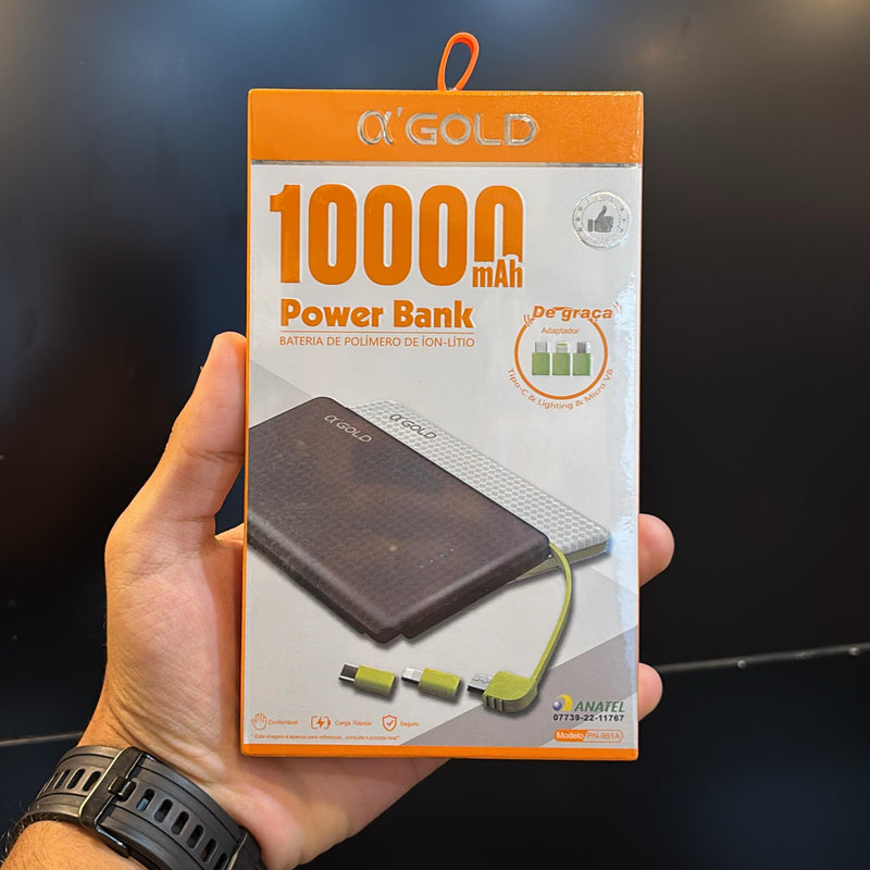 Carregador Portátil - Apple e Android - Power Bank 10.000 mAH - A'GOLD